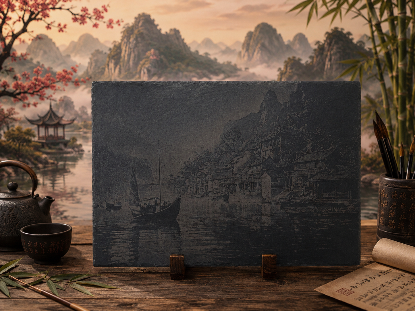 ardoise décorative paysage chinois